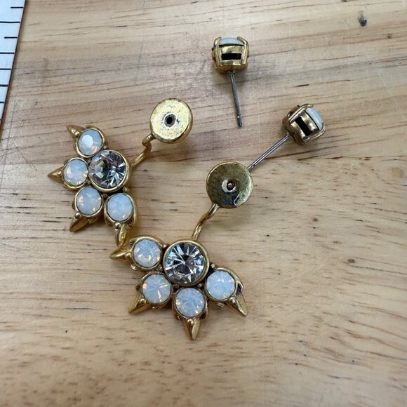 Stella & Dot Gold-Tone Crystal & Moonstone Spike Jacket Style Earrings - Picture 8 of 9